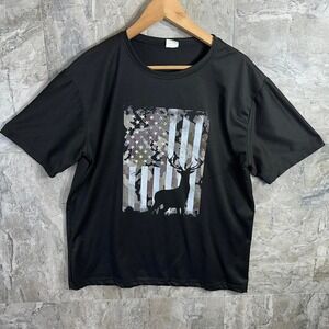 black deer American Flag graphic tee Mens Size L #deer #graphictee